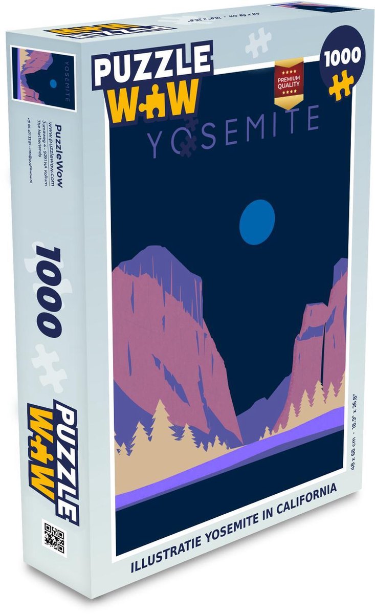 Puzzel 1000 stukjes volwassenen Amerika Reizen Illustratie 1000 stukjes - Illustratie Yosemite in California  - PuzzleWow heeft +100000 puzzels