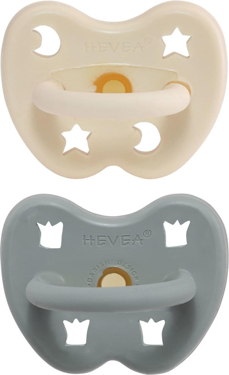 HEVEA speen 2 stuks | rond 3-36 mnd | 100% natuurrubber | Milky white + gorgeous grey