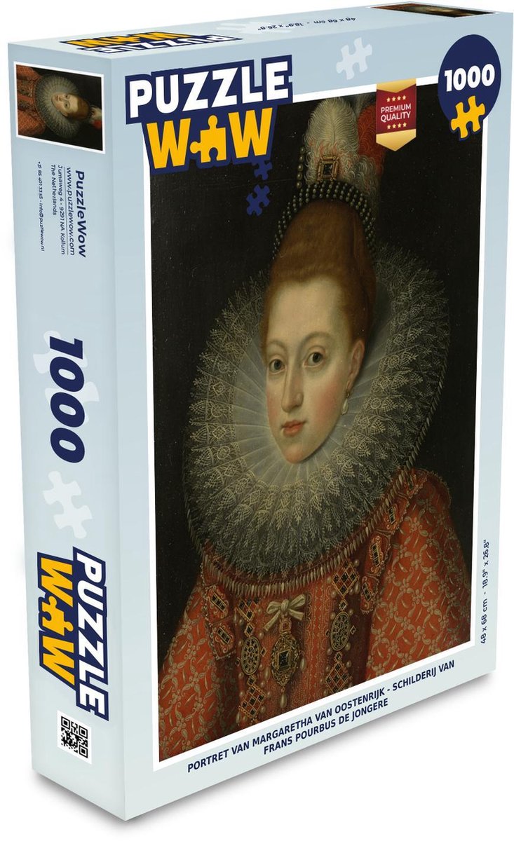 Puzzel - Puzzel 1000 stukjes volwassenen -  Margaretha van Oostenrijk - schilderij van Frans Pourbus de Jongere - Legpuzzel