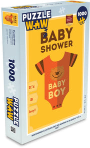 Puzzel 1000 stukjes volwassenen Baby Shower 1000 stukjes - Babyshower illustratie met een romper en de quote It's a boy puzzel 1000 stukjes  - PuzzleWow heeft +100000 puzzels