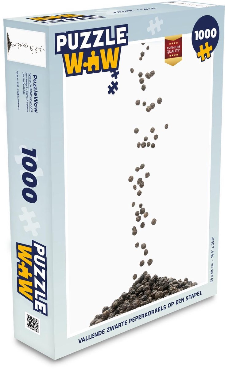 Puzzel 1000 stukjes volwassenen Peper 1000 stukjes - Vallende zwarte peperkorrels op een stapel  - PuzzleWow heeft +100000 puzzels