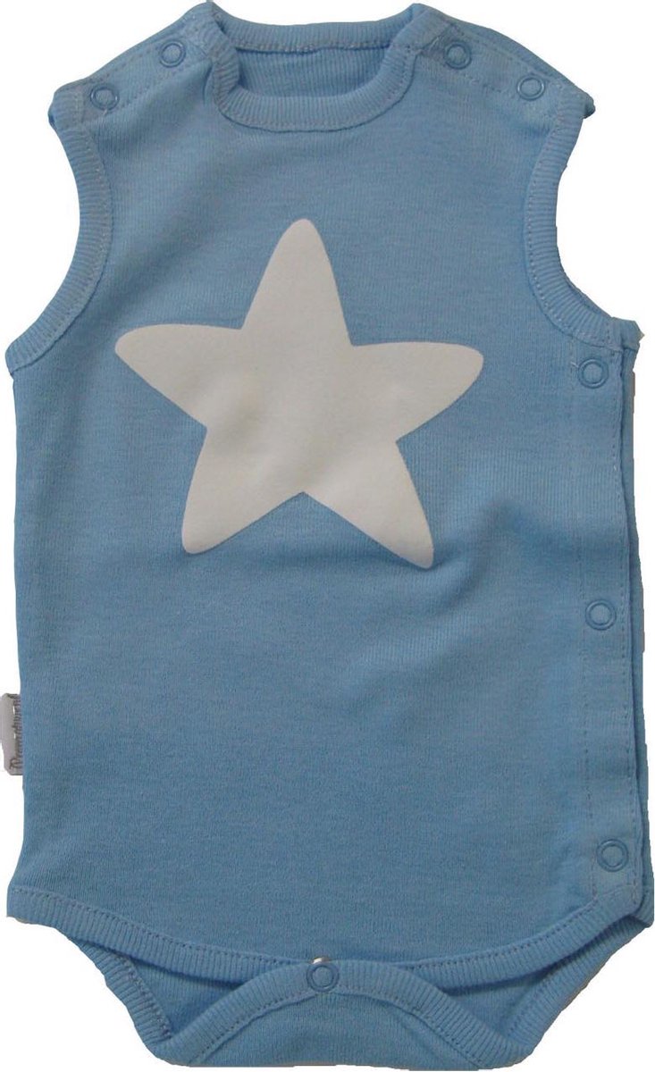 Prematuur Romper blauw met opdruk maat 44
