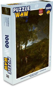 Puzzel 1000 stukjes volwassenen Gaspard Dughet 1000 stukjes - Landscape with Elijah and the angel - Schilderij van Gaspard Dughet puzzel 1000 stukjes  - PuzzleWow heeft +100000 puzzels