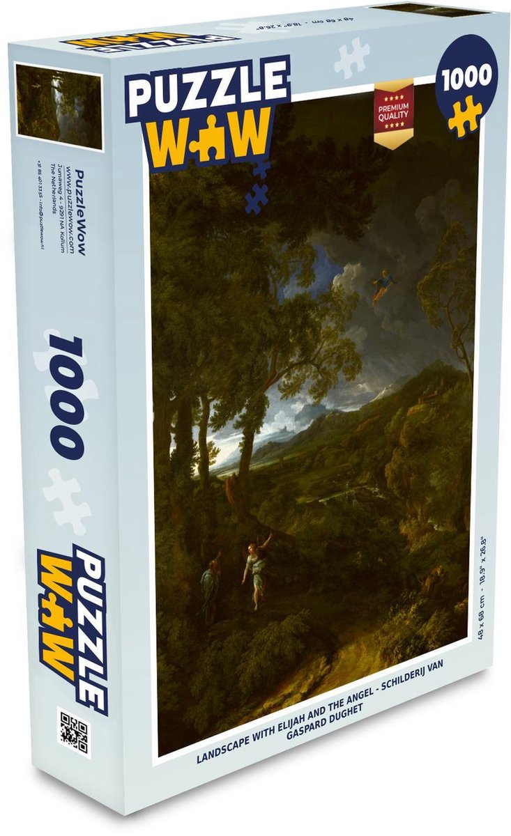 Puzzel 1000 stukjes volwassenen Gaspard Dughet 1000 stukjes - Landscape with Elijah and the angel - Schilderij van Gaspard Dughet puzzel 1000 stukjes  - PuzzleWow heeft +100000 puzzels