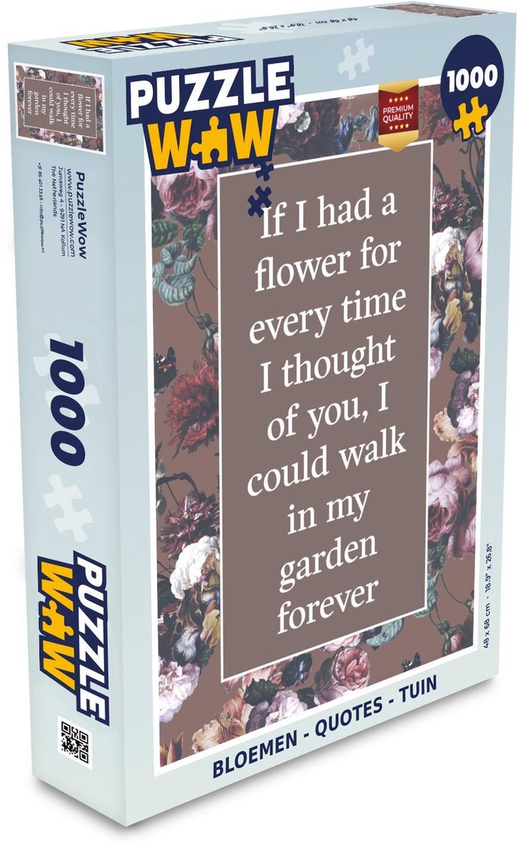 Puzzel - Puzzel 1000 stukjes volwassenen - Bloemen - Quotes - Tuin - Legpuzzel