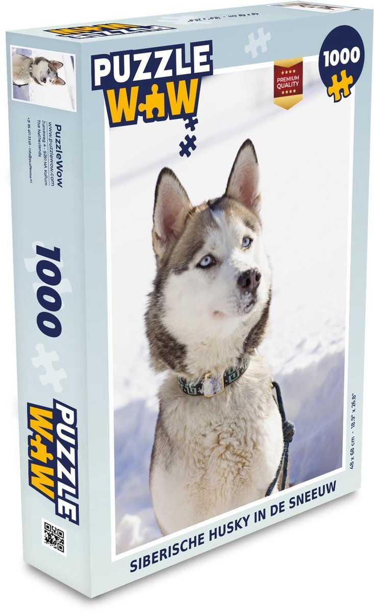 Puzzel 1000 stukjes volwassenen Husky 1000 stukjes - Siberische husky in de sneeuw  - PuzzleWow heeft +100000 puzzels