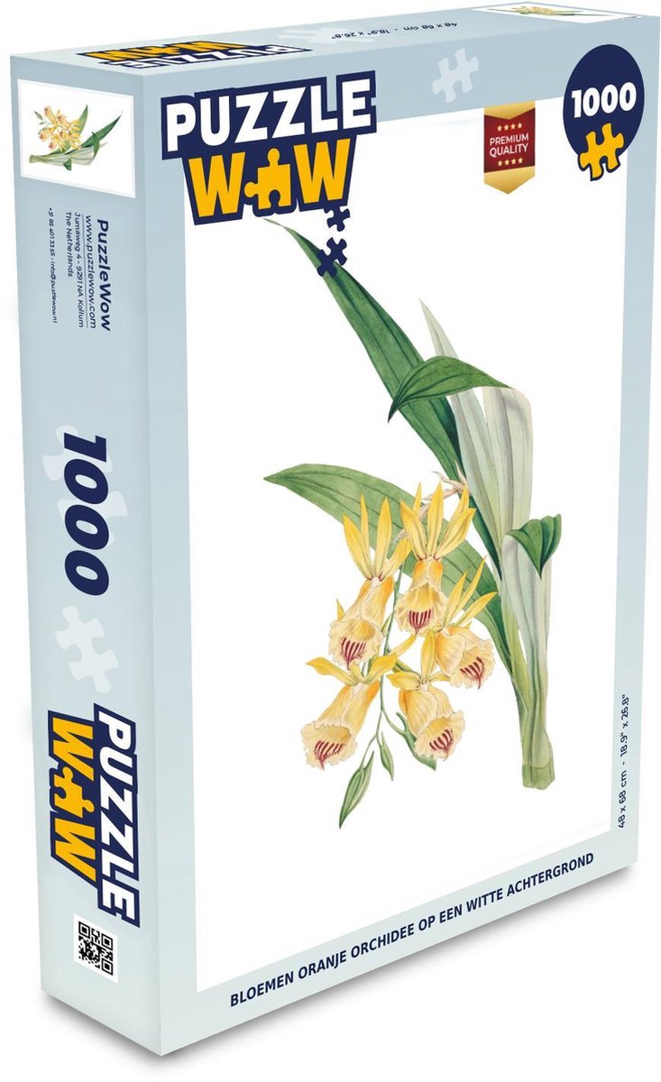 Puzzel 1000 stukjes volwassenen Bloemen 1000 stukjes - Bloemen oranje orchidee op een witte achtergrond puzzel 1000 stukjes  - PuzzleWow heeft +100000 puzzels