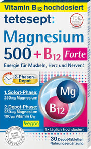 tetesept Magnesium 500 + B12 Depot Tabletten (30 St)
