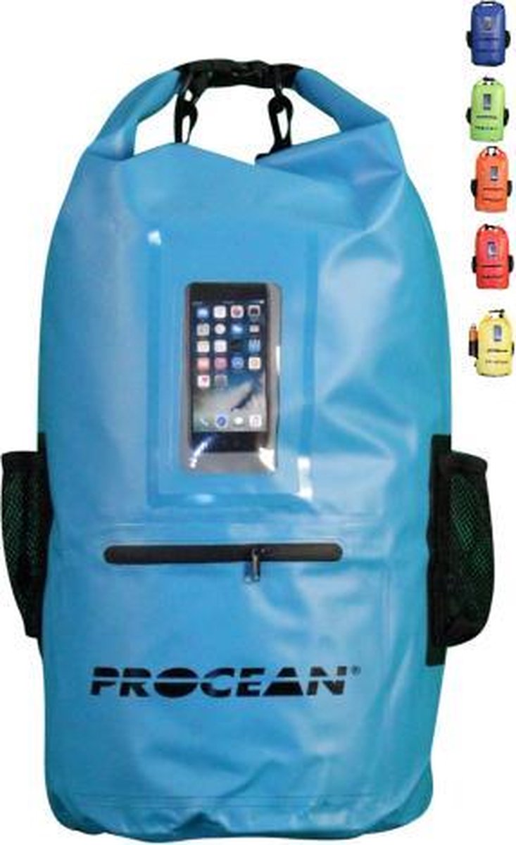 Droogtas rugtas 30 liter met 3 zakken lichtblauw