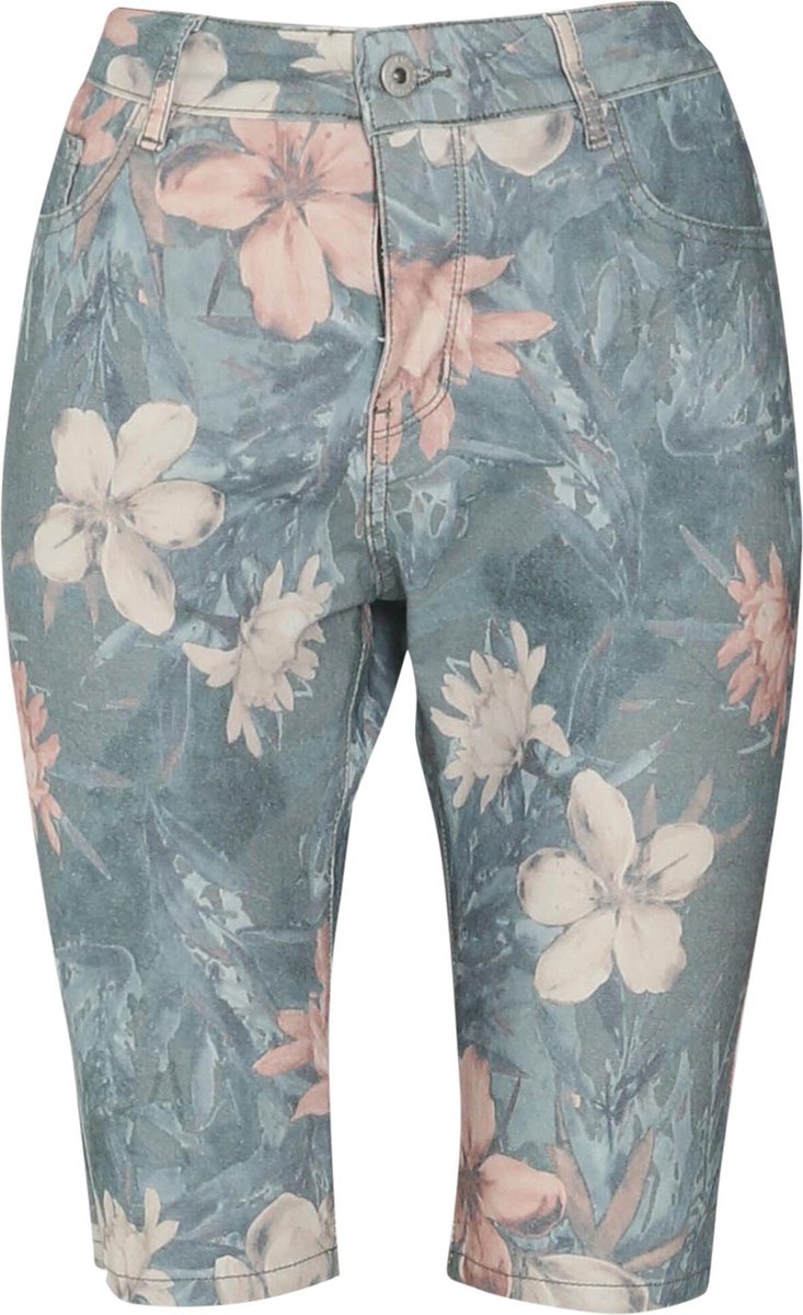 Cassis - Katoenen bermuda met bloemenprint - Kaki