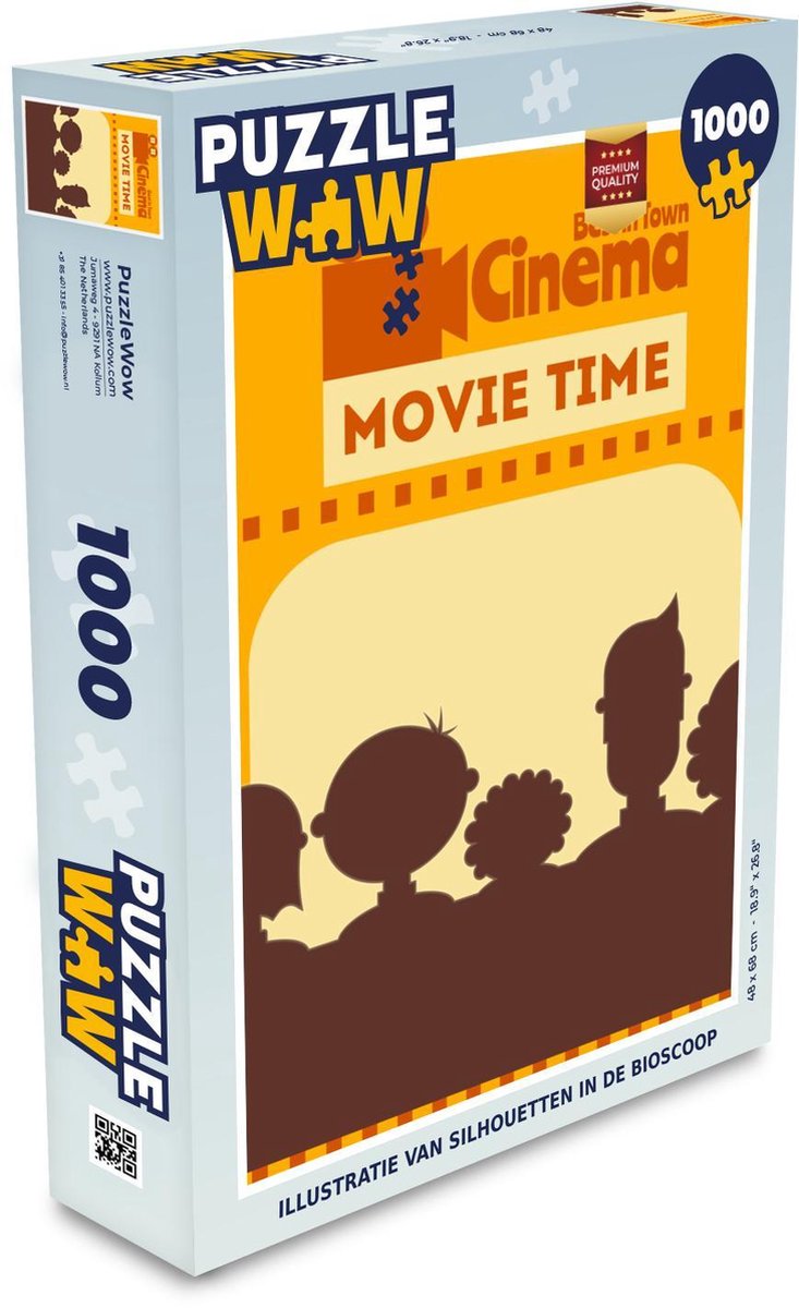 Puzzel 1000 stukjes volwassenen Cinema 1000 stukjes - Illustratie van silhouetten in de bioscoop puzzel 1000 stukjes  - PuzzleWow heeft +100000 puzzels