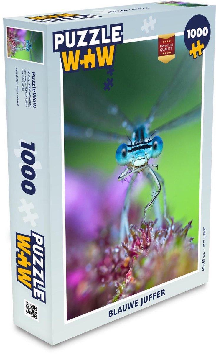 Puzzel - Puzzel 1000 stukjes volwassenen - Blauwe juffer - Legpuzzel