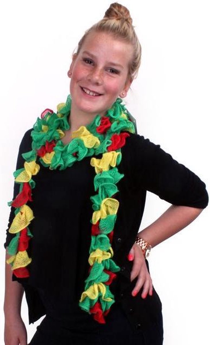 Schelpjes sjawl rood/geel/groen 150 cm