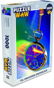 Puzzel 1000 stukjes volwassenen Hypnose 1000 stukjes - Fel gekleurde zakhorloge  - PuzzleWow heeft +100000 puzzels