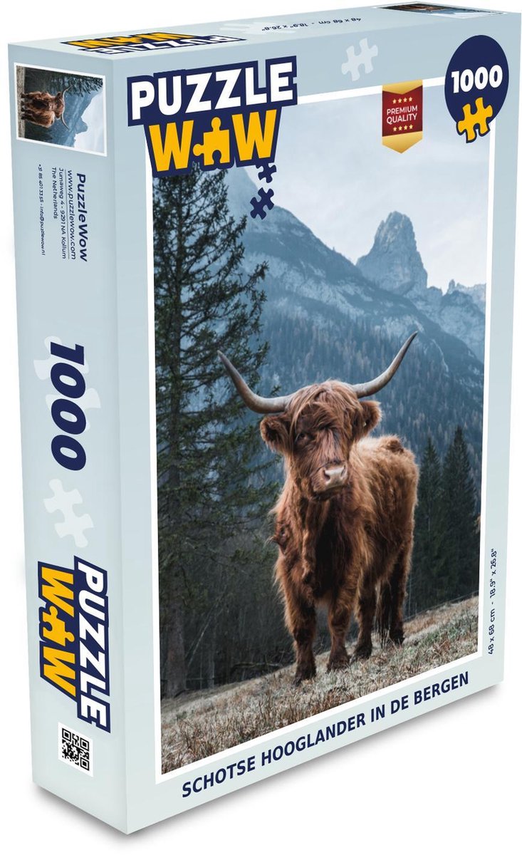 Puzzel - Puzzel 1000 stukjes volwassenen - Bergen - Winter - Schotse hooglander - Legpuzzel