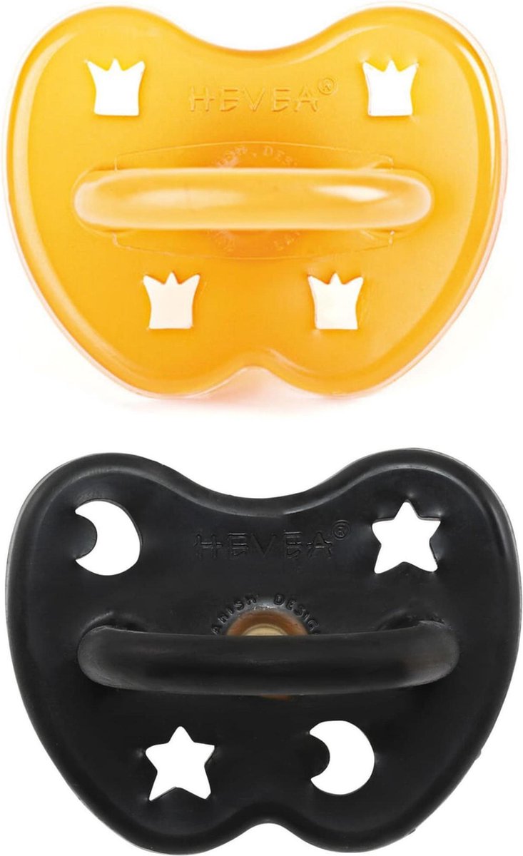 HEVEA speen 2 stuks | rond 3-36 mnd | 100% natuurrubber | classic + outerspace black
