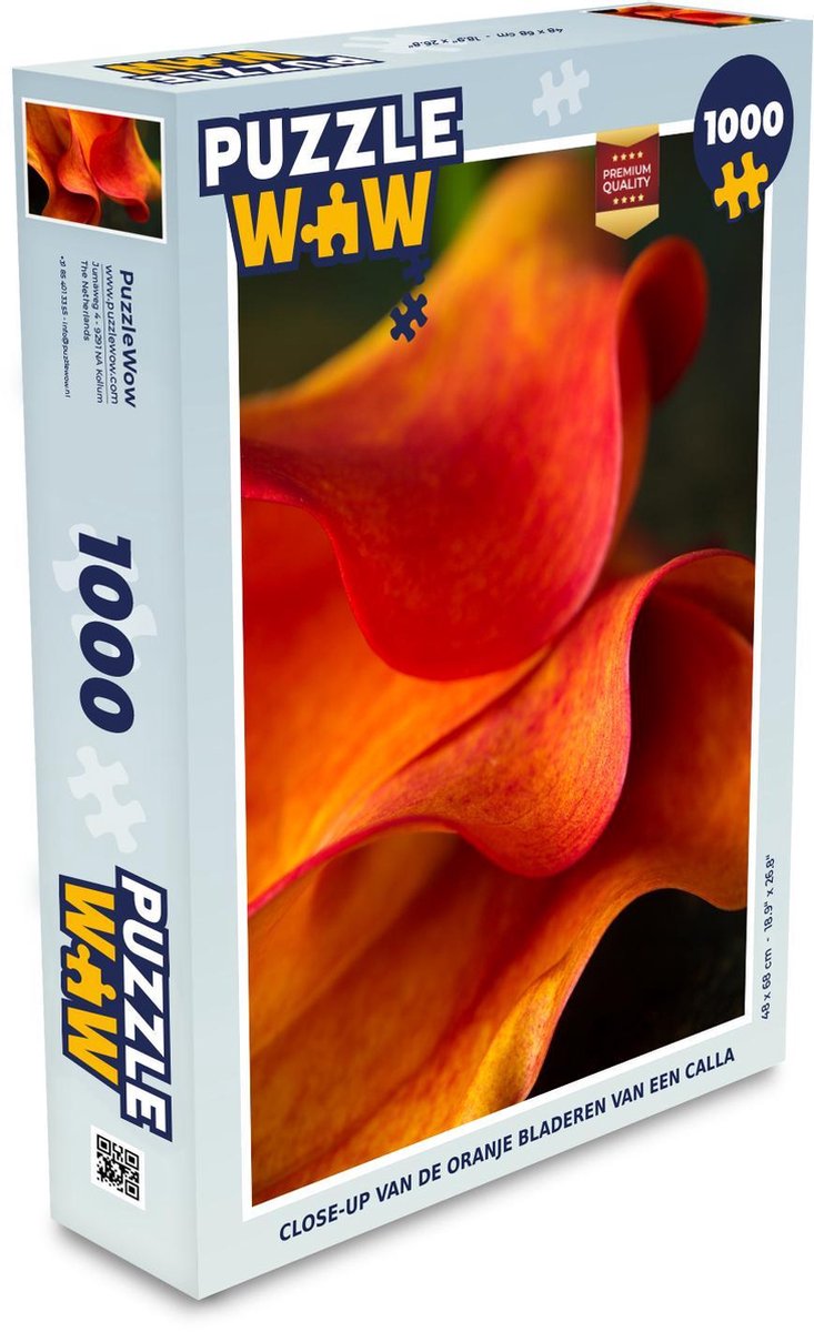 Puzzel 1000 stukjes volwassenen Calla 1000 stukjes - Close-up van de oranje bladeren van een Calla  - PuzzleWow heeft +100000 puzzels
