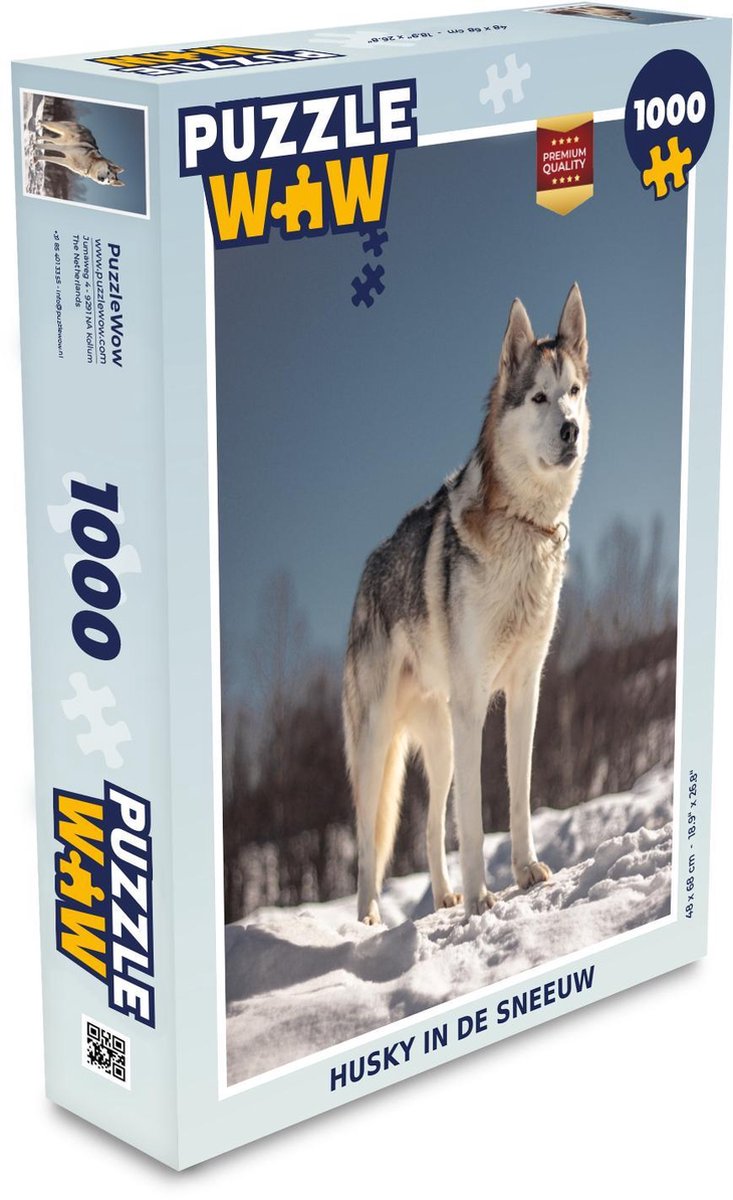 Puzzel 1000 stukjes volwassenen Husky 1000 stukjes - Husky in de sneeuw  - PuzzleWow heeft +100000 puzzels