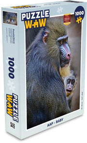 Puzzel - Puzzel 1000 stukjes volwassenen - Aap - Baby - Legpuzzel