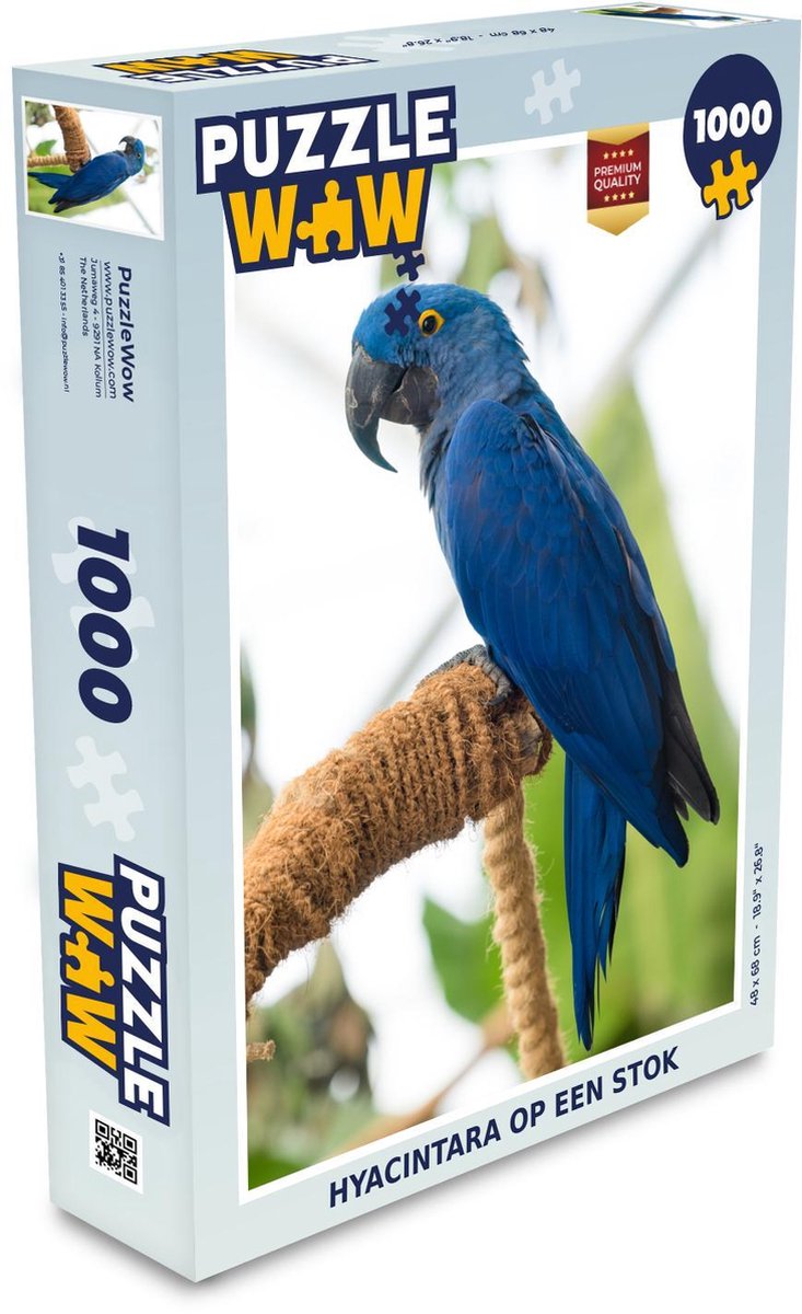 Puzzel 1000 stukjes volwassenen Hyacinthara 1000 stukjes - Hyacintara op een stok  - PuzzleWow heeft +100000 puzzels