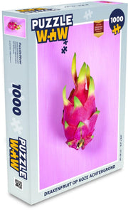 Puzzel 1000 stukjes volwassenen Drakenfruit 1000 stukjes - Drakenfruit op roze achtergrond puzzel 1000 stukjes  - PuzzleWow heeft +100000 puzzels