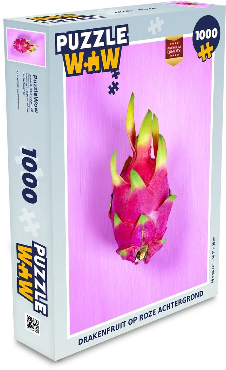 Puzzel 1000 stukjes volwassenen Drakenfruit 1000 stukjes - Drakenfruit op roze achtergrond puzzel 1000 stukjes  - PuzzleWow heeft +100000 puzzels