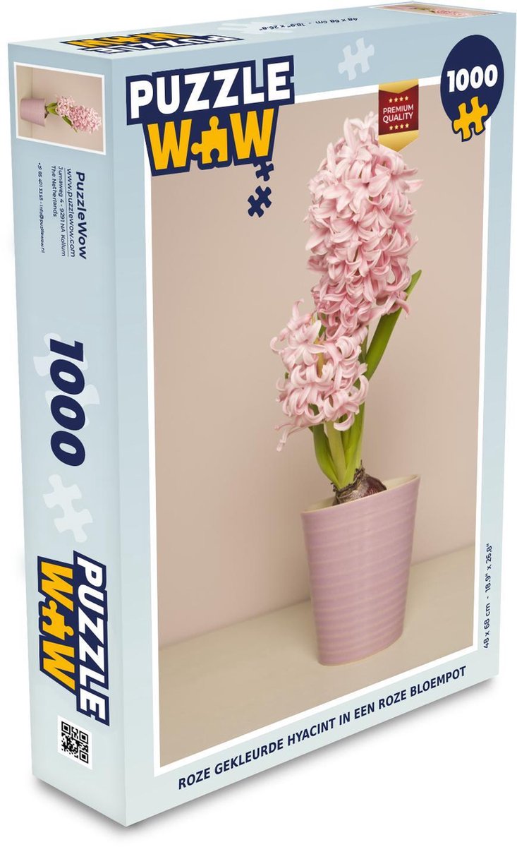 Puzzel Hyacint 1000 stukjes - Roze gekleurde Hyacint in een roze bloempot