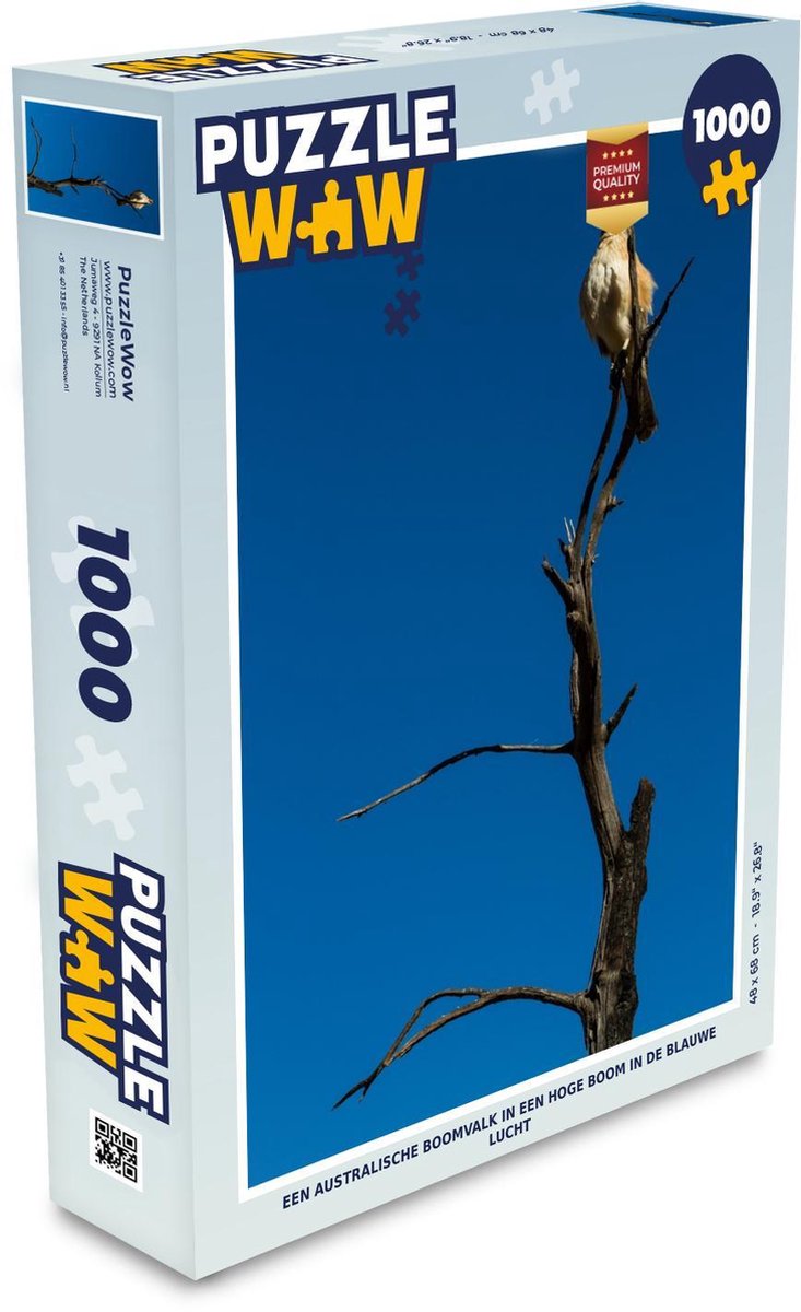 Puzzel 1000 stukjes volwassenen Australische boomvalk 1000 stukjes - Een Australische boomvalk in een hoge boom in de blauwe lucht  - PuzzleWow heeft +100000 puzzels