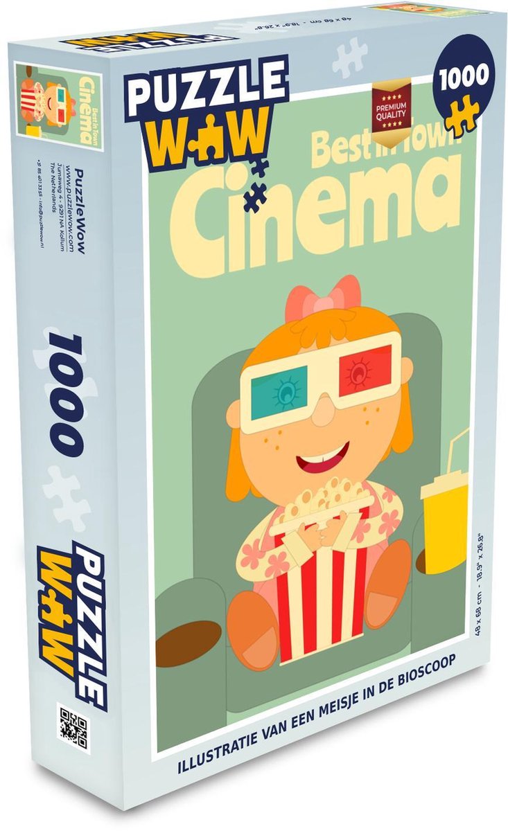 Puzzel 1000 stukjes volwassenen Cinema 1000 stukjes - Illustratie van een meisje in de bioscoop puzzel 1000 stukjes  - PuzzleWow heeft +100000 puzzels