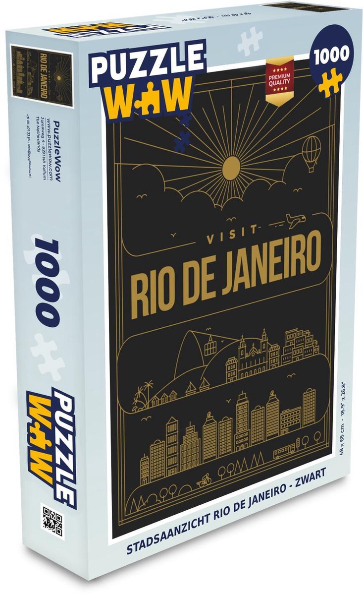 Puzzel 1000 stukjes volwassenen Rio de Janeiro - stadsaanzicht 1000 stukjes - Stadsaanzicht Rio de Janeiro - zwart  - PuzzleWow heeft +100000 puzzels