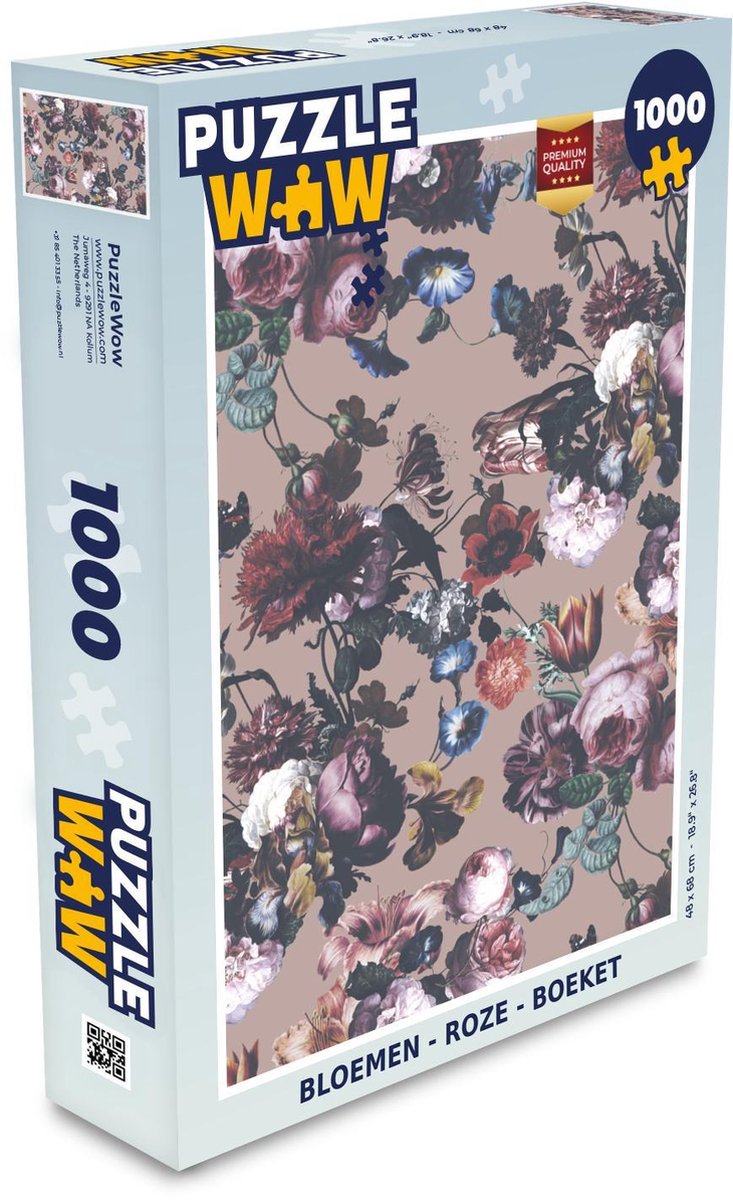 Puzzel - Puzzel 1000 stukjes volwassenen - Bloemen - Roze - Boeket - Legpuzzel