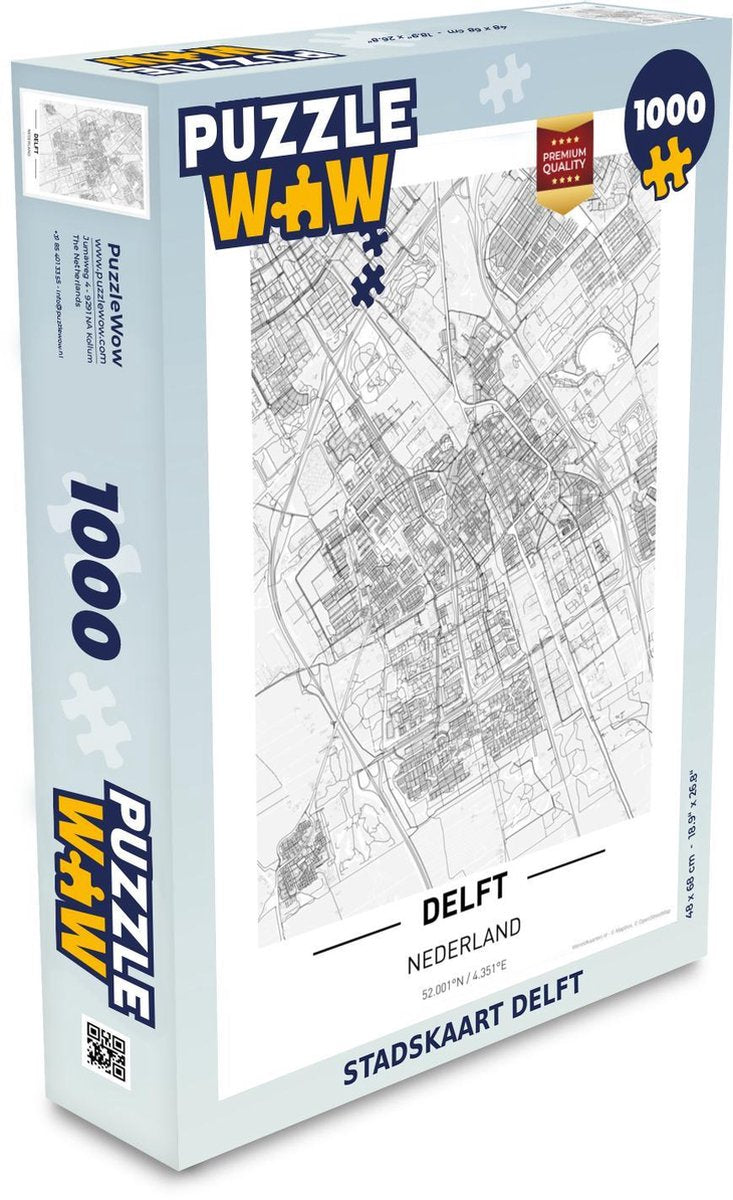 Puzzel 1000 stukjes volwassenen Top 50 Nederland staande 1000 stukjes - Stadskaart Delft  - PuzzleWow heeft +100000 puzzels