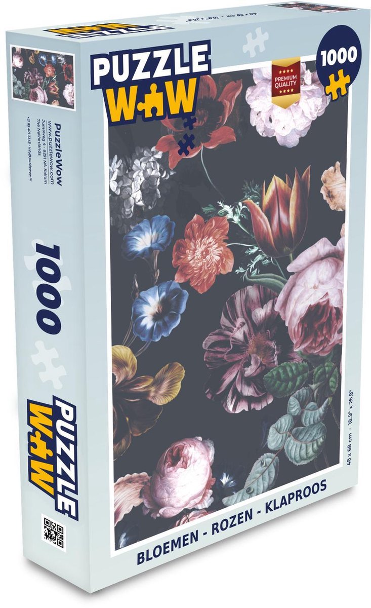 Puzzel - Puzzel 1000 stukjes volwassenen - Bloemen - Rozen - Klaproos - Legpuzzel