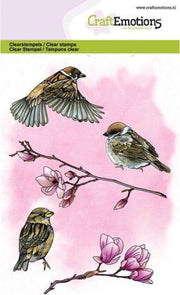 CraftEmotions clearstamps A6 - tuinvogels - mus GB