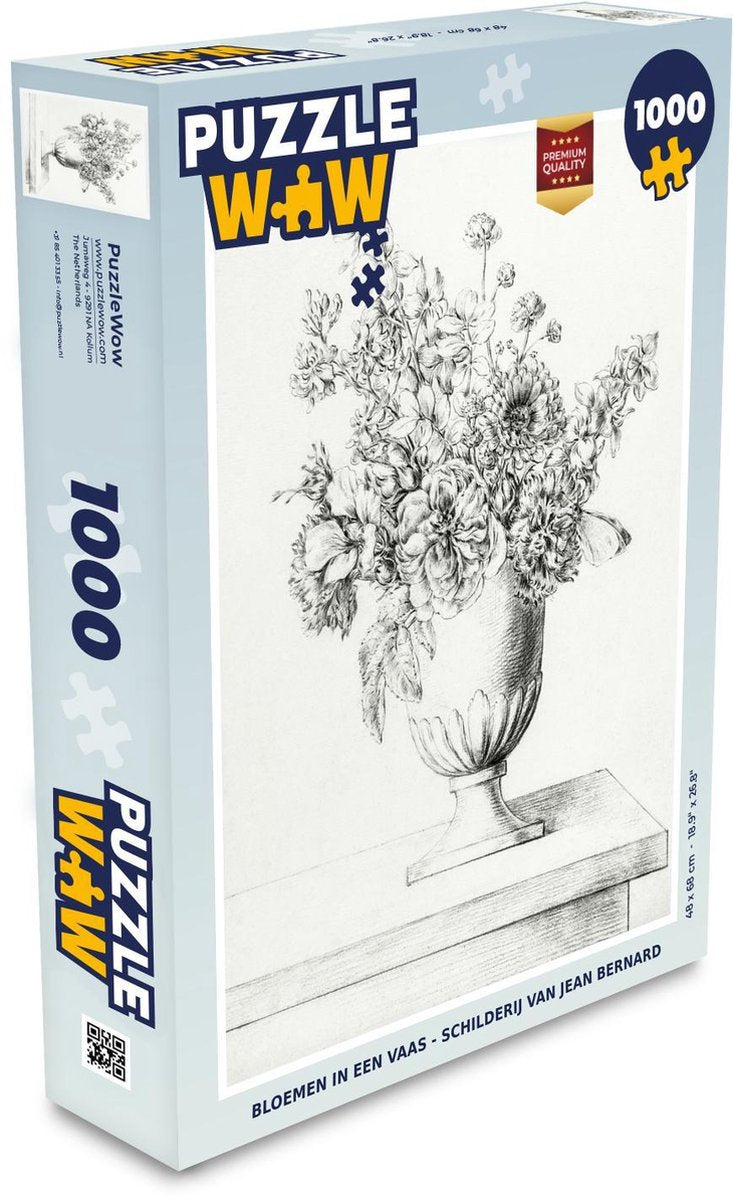 Puzzel - Puzzel 1000 stukjes volwassenen - Bloemen in een vaas - schilderij van Jean Bernard - Legpuzzel