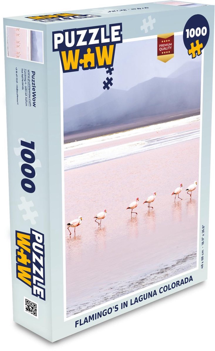 Puzzel 1000 stukjes volwassenen Laguna Colorada 1000 stukjes - Flamingo's in Laguna Colorada  - PuzzleWow heeft +100000 puzzels