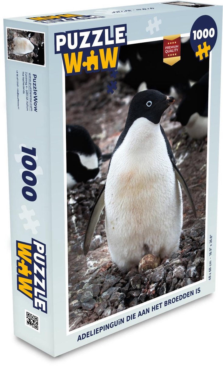 Puzzel 1000 stukjes volwassenen Adelie pinguïn 1000 stukjes - Adeliepinguïn die aan het broedden is  - PuzzleWow heeft +100000 puzzels