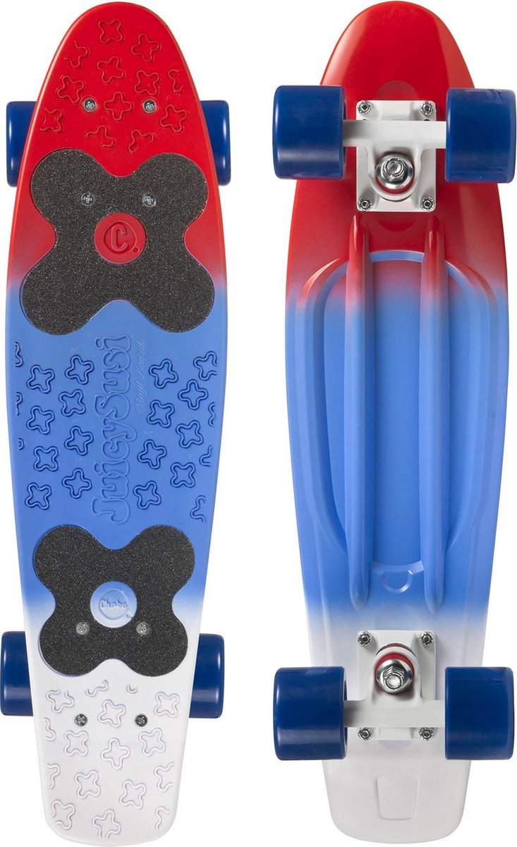 Skateboard Penny Board Volwassenen/Kinderen/Jongens/Meisjes  - Choke - Juicy Susi Rood Blauw Wit 57 cm - 22.5 inch - Polypropeen