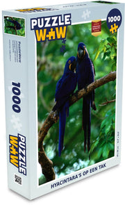 Puzzel 1000 stukjes volwassenen Hyacinthara 1000 stukjes - Hyacintara's op een tak  - PuzzleWow heeft +100000 puzzels