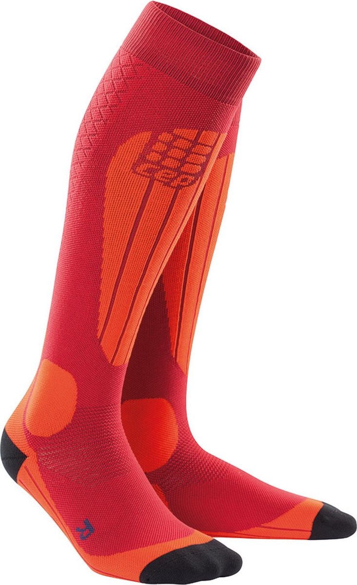 CEP Ski Thermo compressiesokken (cranberry/oranje)-Man-Maat IV: 39 - 44 cm