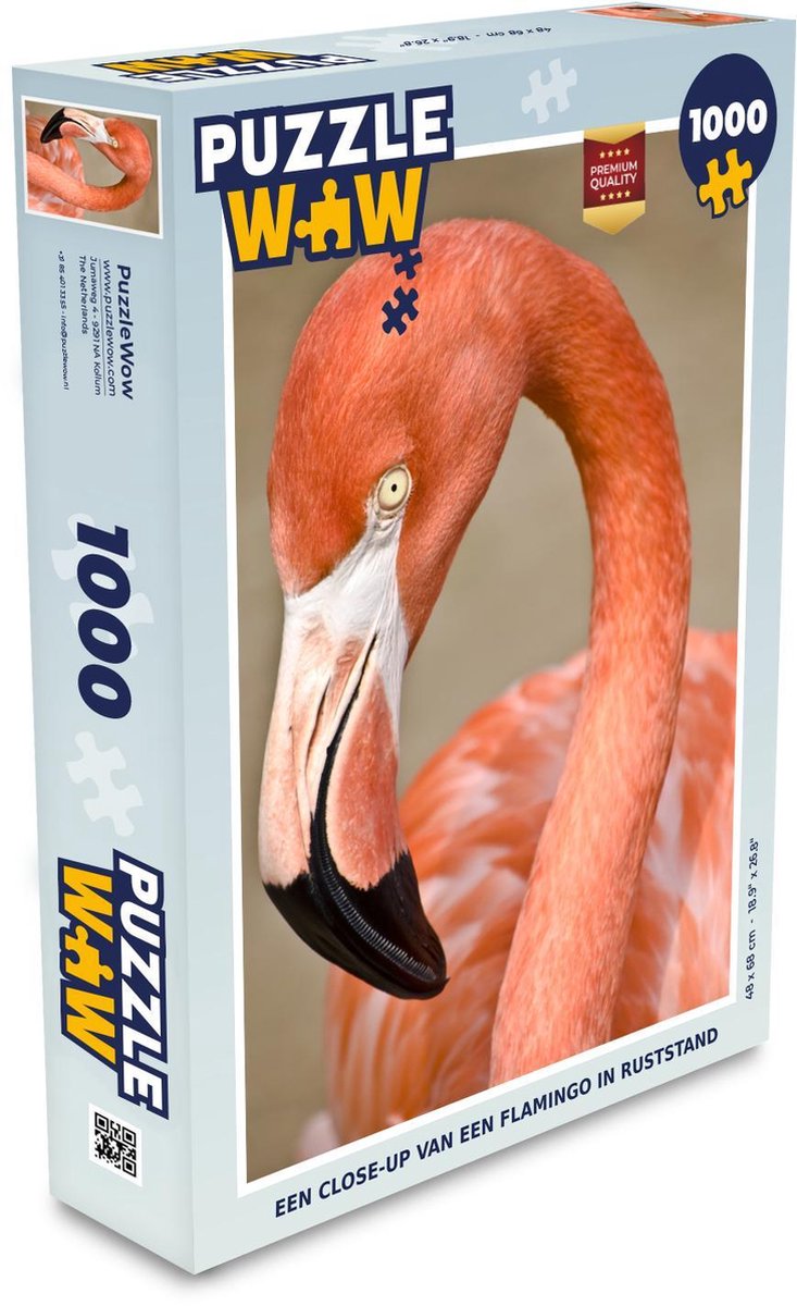 Puzzel 1000 stukjes volwassenen Flamingo Luxurydeco 1000 stukjes - Een close-up van een flamingo in ruststand puzzel 1000 stukjes  - PuzzleWow heeft +100000 puzzels