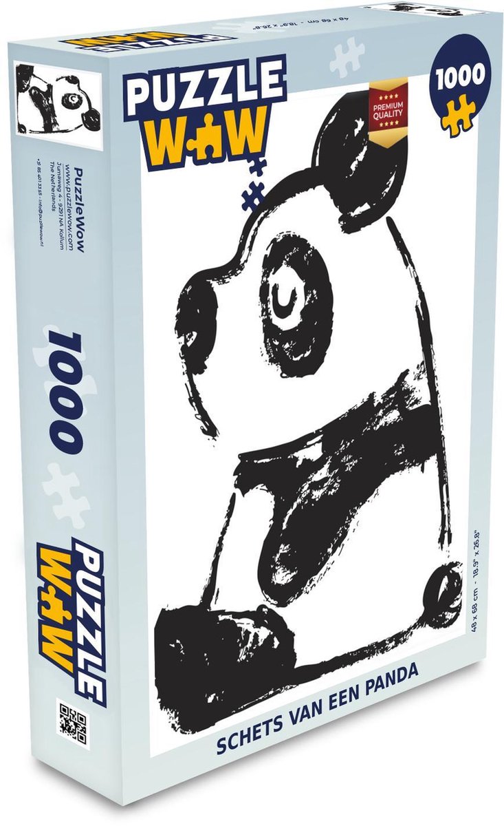 Puzzel 1000 stukjes volwassenen Panda's Illustratie 1000 stukjes - Schets van een panda puzzel 1000 stukjes  - PuzzleWow heeft +100000 puzzels
