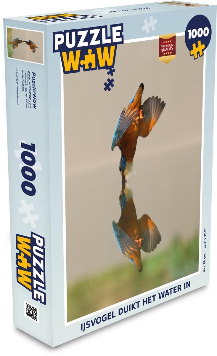 Puzzel 1000 stukjes volwassenen Dieren reflecties in het water  1000 stukjes - IJsvogel duikt het water in puzzel 1000 stukjes  - PuzzleWow heeft +100000 puzzels