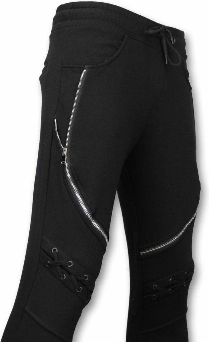 Enos Casual Joggingbroek - Biker Braided - Zwart - Maten: S