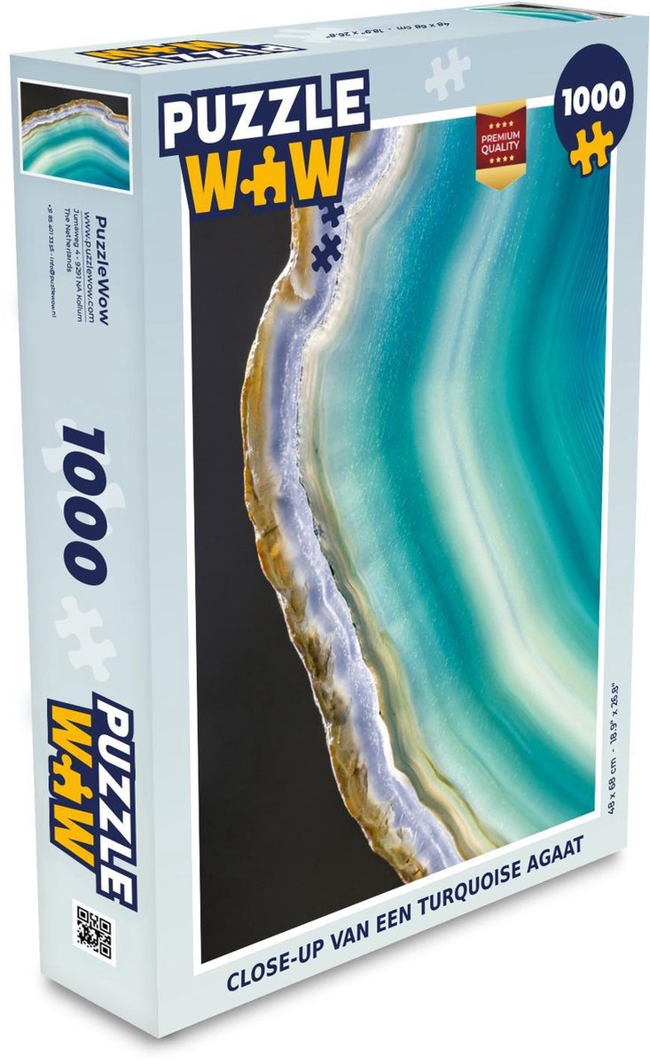 Puzzel 1000 stukjes volwassenen Agaat 2 1000 stukjes - Close-up van een turquoise agaat  - PuzzleWow heeft +100000 puzzels