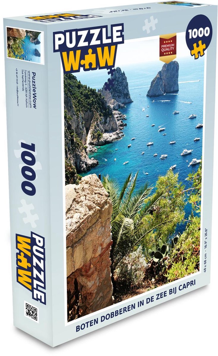 Puzzel 1000 stukjes volwassenen Capri 1000 stukjes - Boten dobberen in de zee bij Capri  - PuzzleWow heeft +100000 puzzels