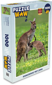 Puzzel 1000 stukjes volwassenen Dierenfamilies 1000 stukjes - Kangoeroe met jong  - PuzzleWow heeft +100000 puzzels