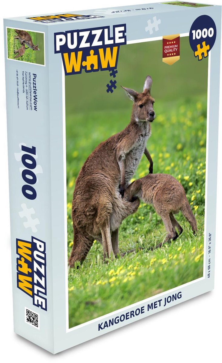 Puzzel 1000 stukjes volwassenen Dierenfamilies 1000 stukjes - Kangoeroe met jong  - PuzzleWow heeft +100000 puzzels