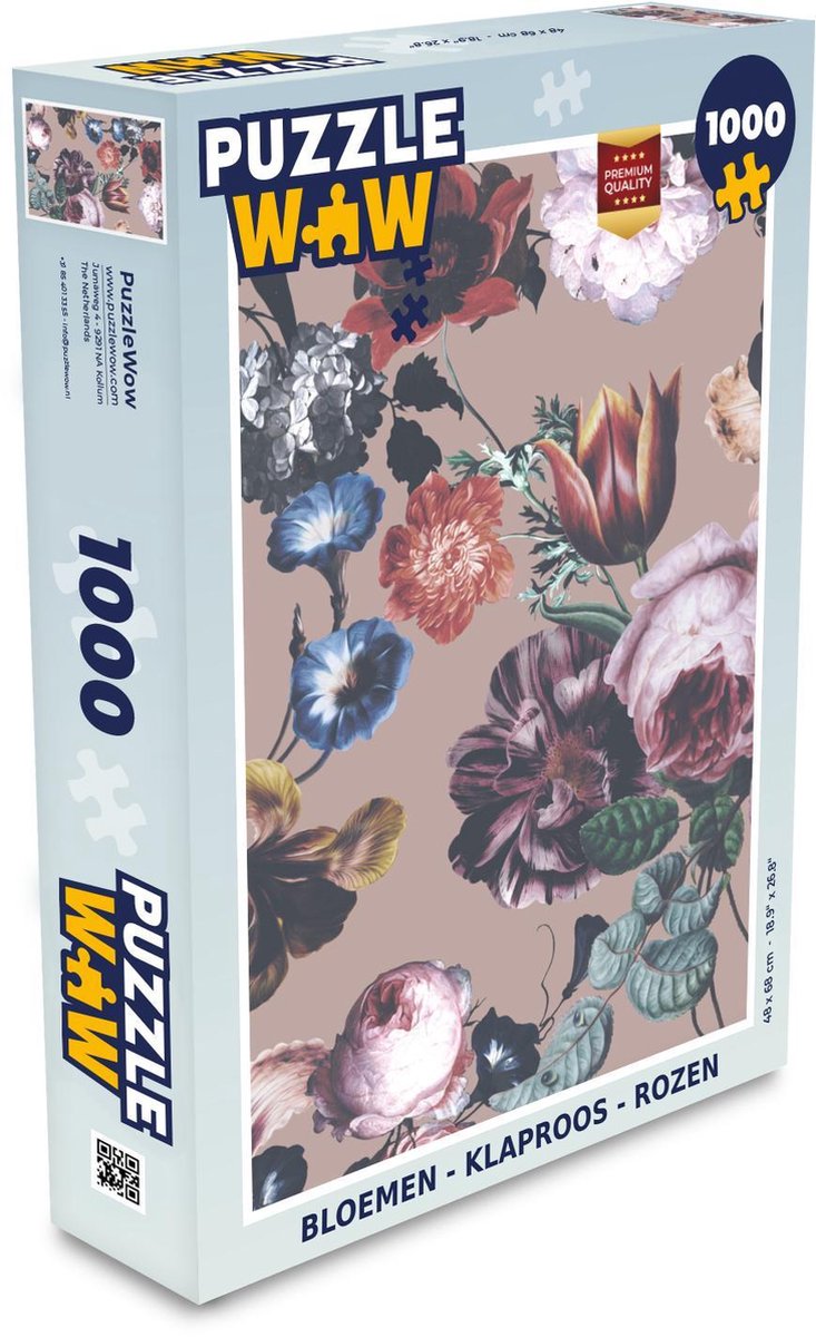 Puzzel - Puzzel 1000 stukjes volwassenen - Bloemen - Klaproos - Rozen - Legpuzzel