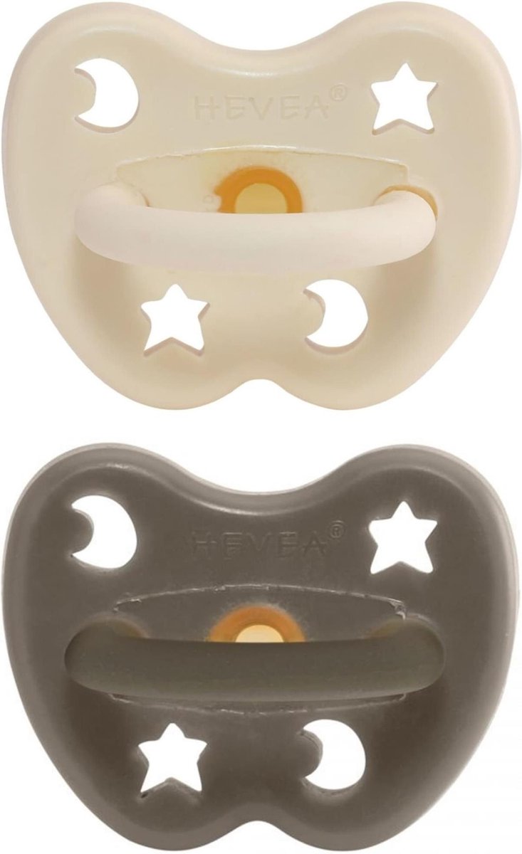 HEVEA speen 2 stuks | rond 3-36 mnd | 100% natuurrubber | Milky white + gorgeous grey